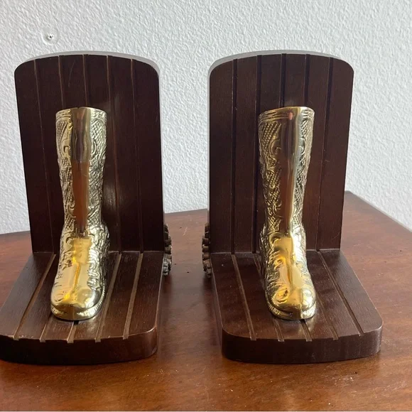 Brass Cowboy Boot Bookends - Picture 3 of 5